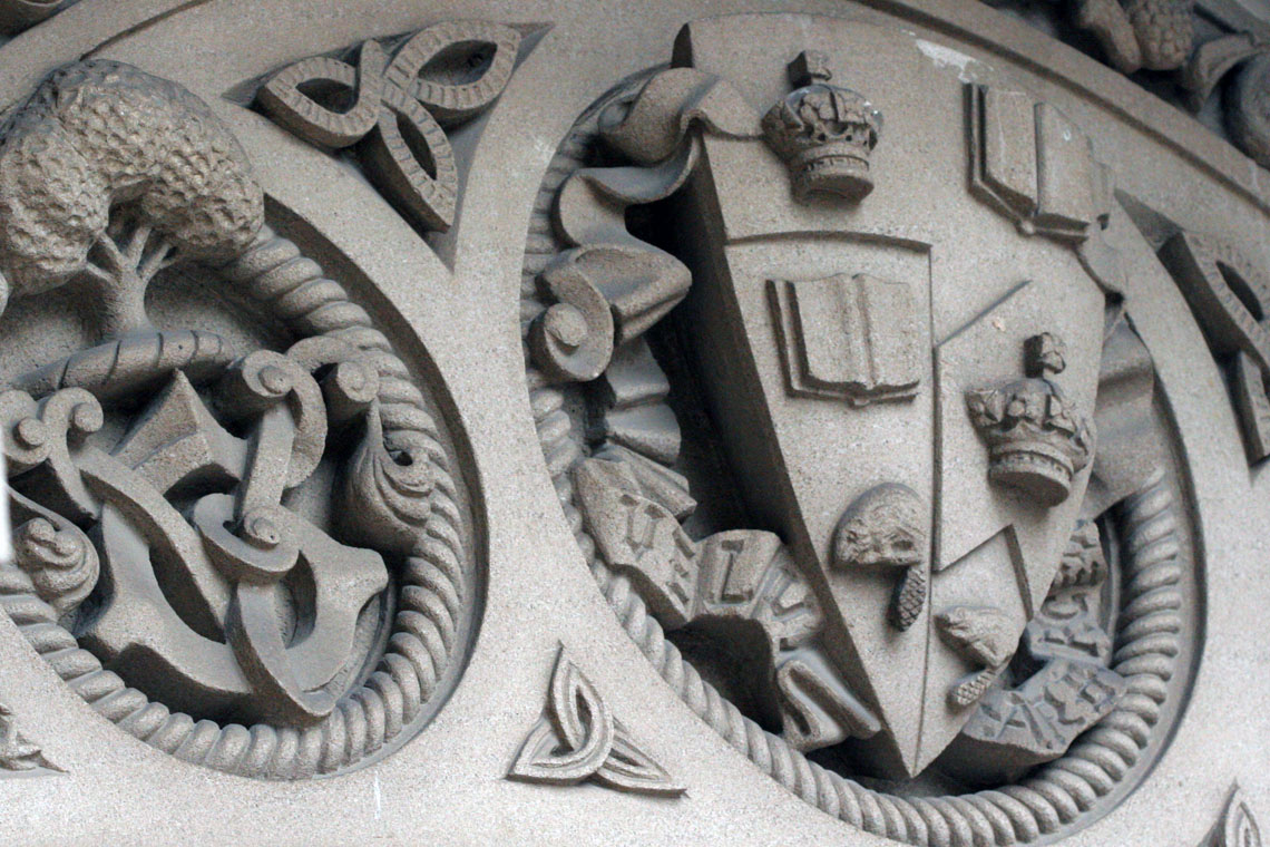 Stone sculpture of University of Toronto Crest
