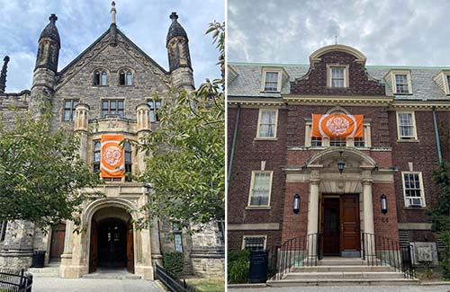Survivor Flag on display at the entrance of Trinity College and St. Hilda's College