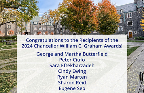 Names of the 2024 recipients of the Chancellor Graham Awards