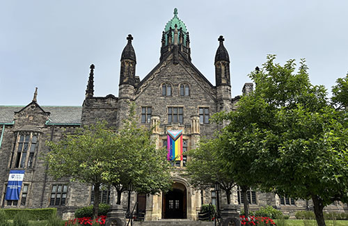 View of the front entrance to Trinity College