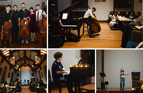 Collage of students performing