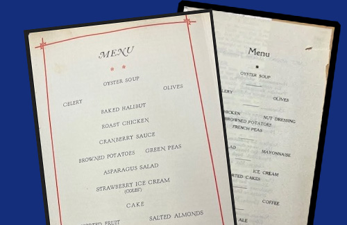 Old menus from the 1920s
