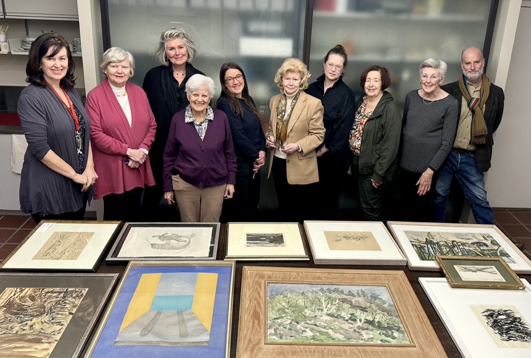 The Art Committee (l to r): Ana White, Executive Director, Development & Alumni Affairs; Jane McMyn; Jan Seger-Lambert; Sandy Brown; Lindsay Grant, Rolph-Bell Archivist; Nancy Forsyth; Jane Hutchison; Maureen Simpson; Anne Greaves; Gregory Humeniuk