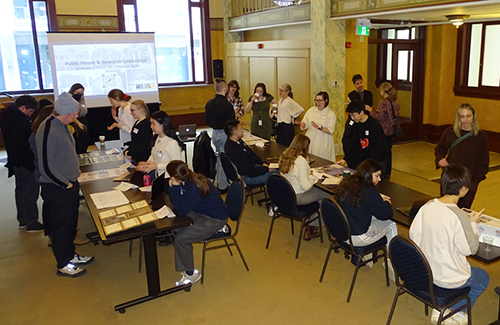 Art history students present their research to Ontario Heritage Trust staff at a public forum at the Ontario Heritage Centre