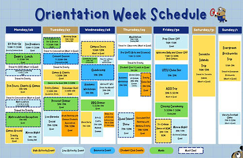 Graphic of Orientation Week 2024 schedule