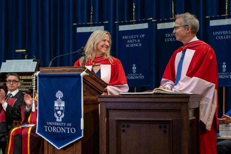 The Lawsons receive honorary U of T degrees at Convocation Hall