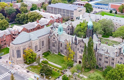 Aerial view of the Trinity College campus