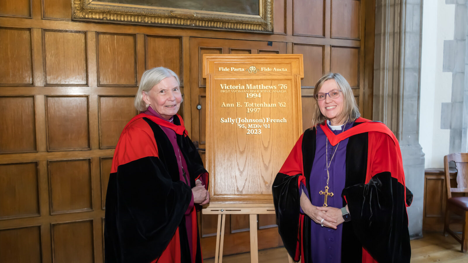 Bishops Matthews and French with the board recognizing Trinity Alumnae who are bishops