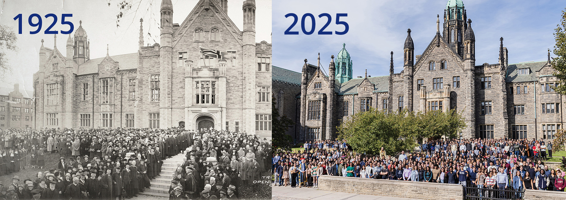 Trinity College then (1925) and now (2025)