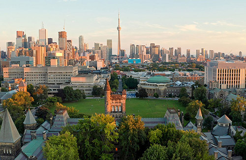 U of T campus skyline at dusk