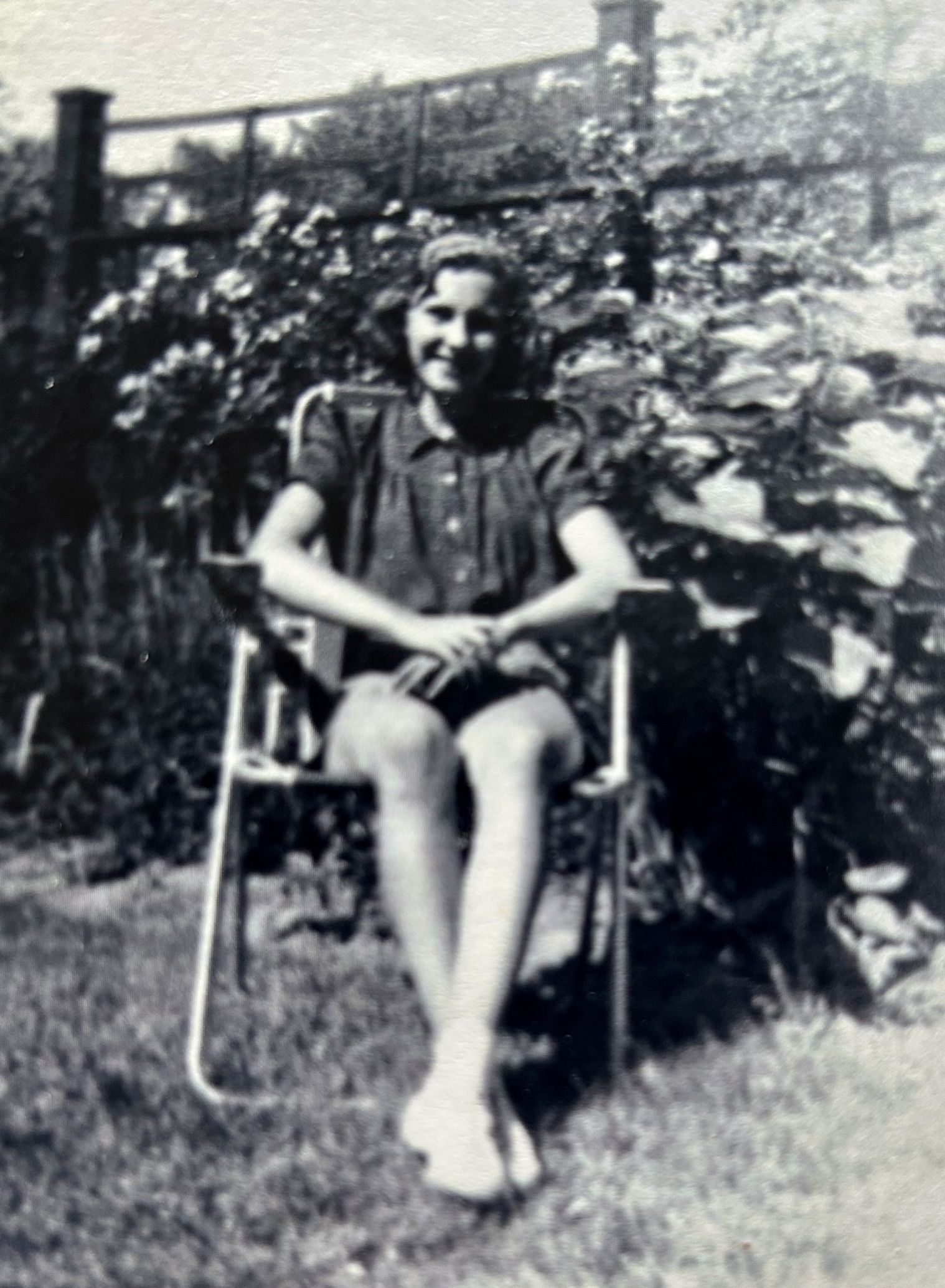 Young Helen in the garden at Trinity