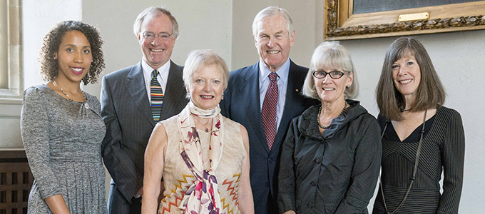 Ramata Tarawally, Michael Royce, Anne Steacy, Michael Wilson, Sheila Royce and Mayo Moran at the Mental Health Program Launch in Seeley Hall