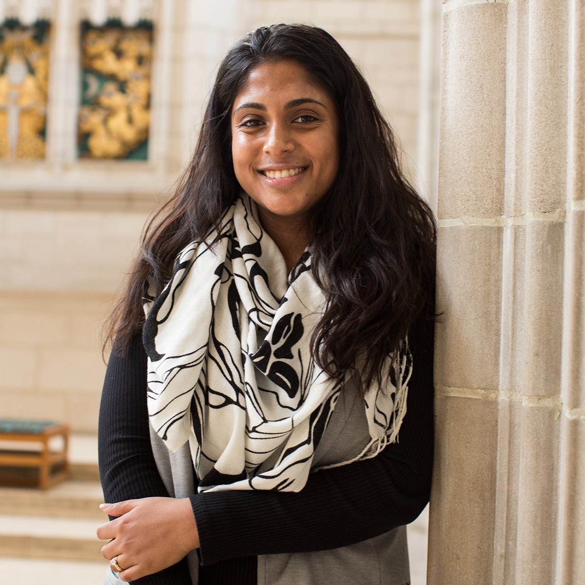 Roshni Jayawardena in the Trinity College Chapel